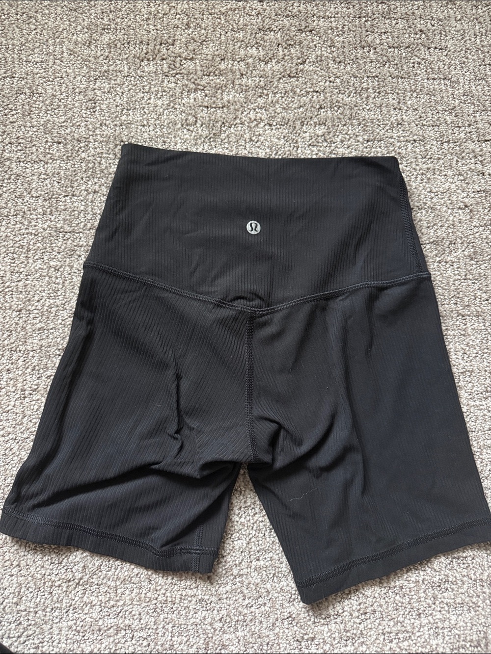 lululemon athletica Black Ribbed High-Waist Bike Shorts with Logo